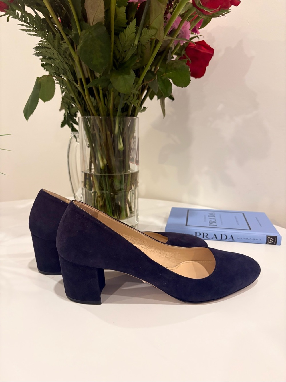 Vintage Prada Navy Suede Heels